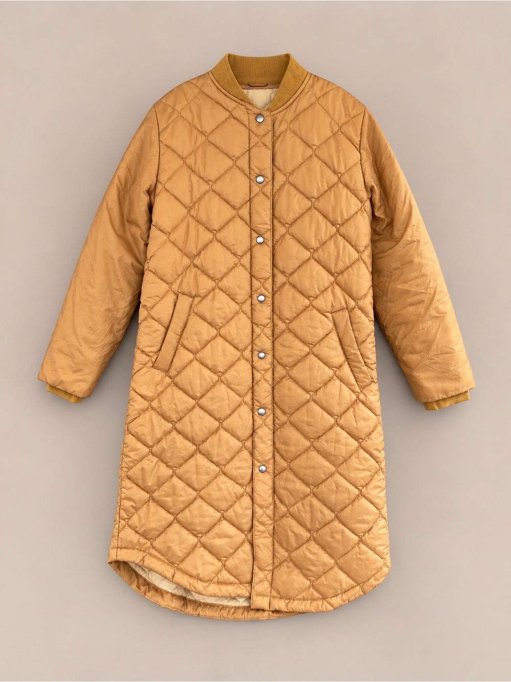 Kit and Ace Jacket Long Quilted Yellow